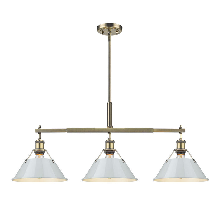 Golden - 3306-LP AB-DB - Three Light Linear Pendant - Orwell - Aged Brass