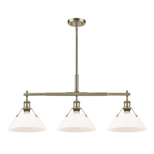 Orwell Three Light Linear Pendant Aged Brass