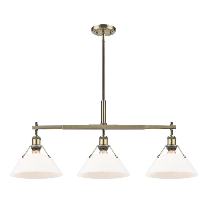 Golden - 3306-LP AB-OP - Three Light Linear Pendant - Orwell - Aged Brass