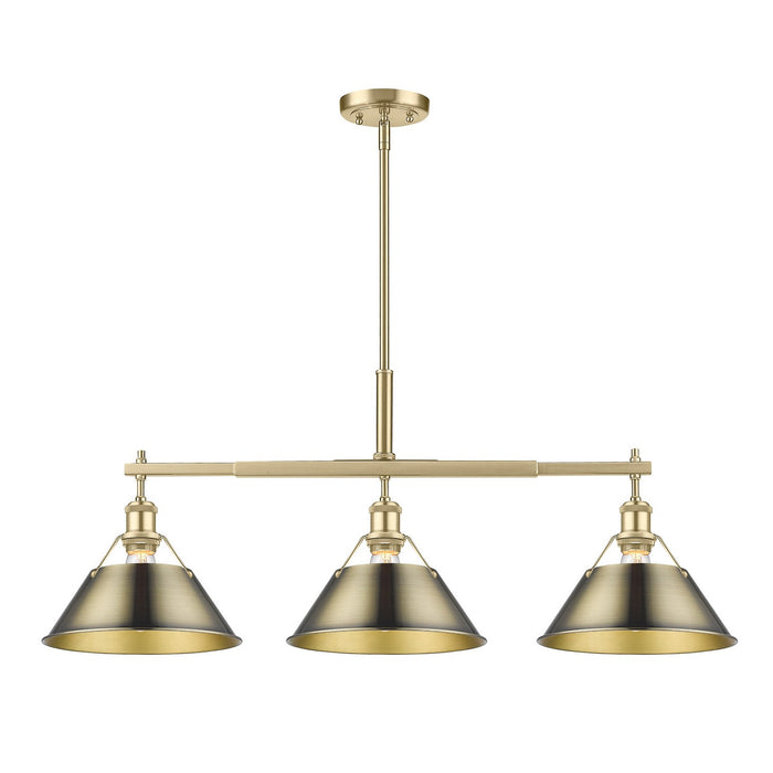 Golden - 3306-LP BCB-AB - Three Light Linear Pendant - Orwell - Brushed Champagne Bronze