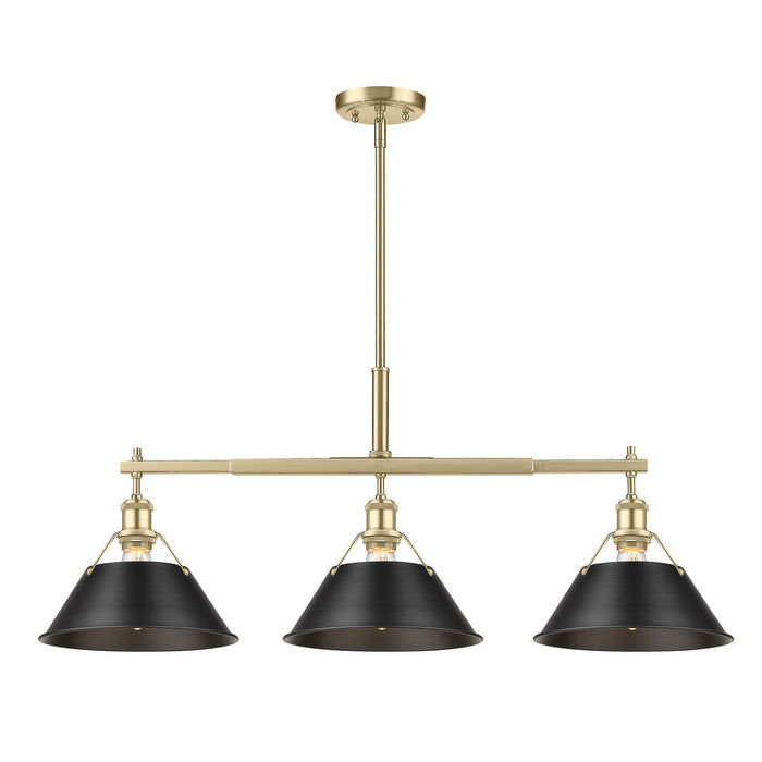 Golden - 3306-LP BCB-BLK - Three Light Linear Pendant - Orwell - Brushed Champagne Bronze