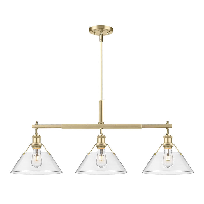 Golden - 3306-LP BCB-CLR - Three Light Linear Pendant - Orwell - Brushed Champagne Bronze