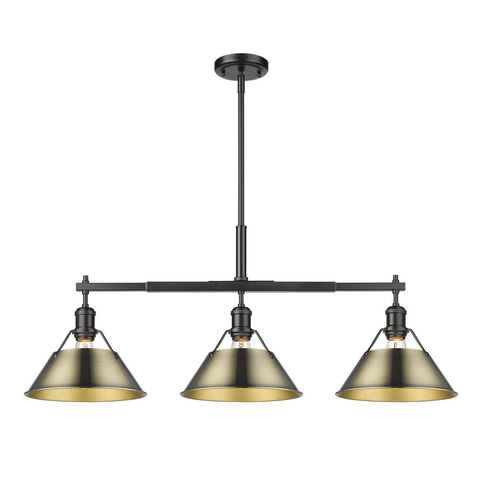Golden - 3306-LP BLK-AB - Three Light Linear Pendant - Orwell - Matte Black