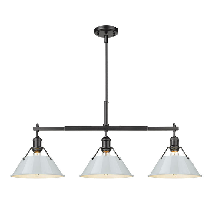 Golden - 3306-LP BLK-DB - Three Light Linear Pendant - Orwell - Matte Black
