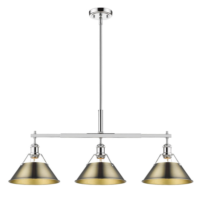 Golden - 3306-LP CH-AB - Three Light Linear Pendant - Orwell - Chrome