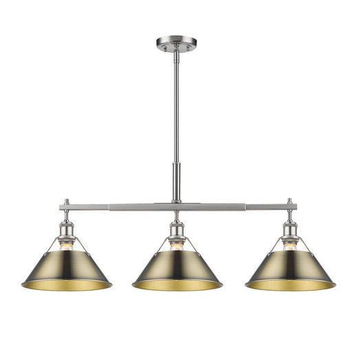 Orwell Three Light Linear Pendant Pewter