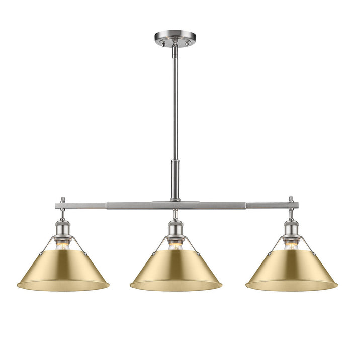 Golden - 3306-LP PW-BCB - Three Light Linear Pendant - Orwell - Pewter