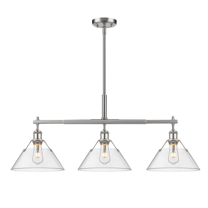 Golden - 3306-LP PW-CLR - Three Light Linear Pendant - Orwell - Pewter