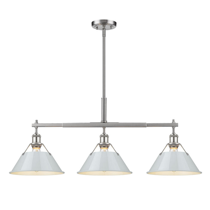 Golden - 3306-LP PW-DB - Three Light Linear Pendant - Orwell - Pewter