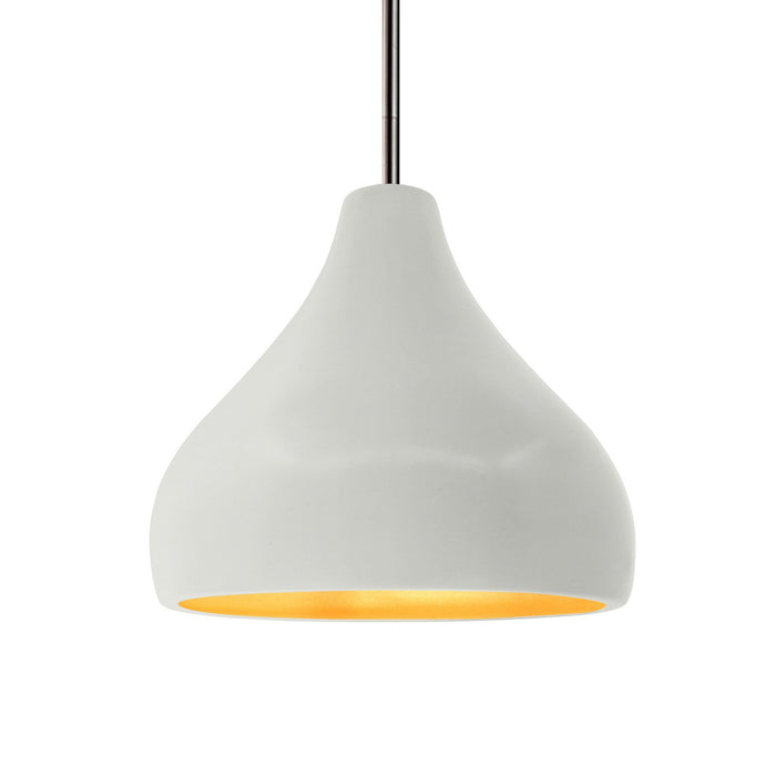 Justice Designs - CER-6563-MTGD-NCKL-RIGID - One Light Pendant - Radiance - Matte White w/ Champagne Gold