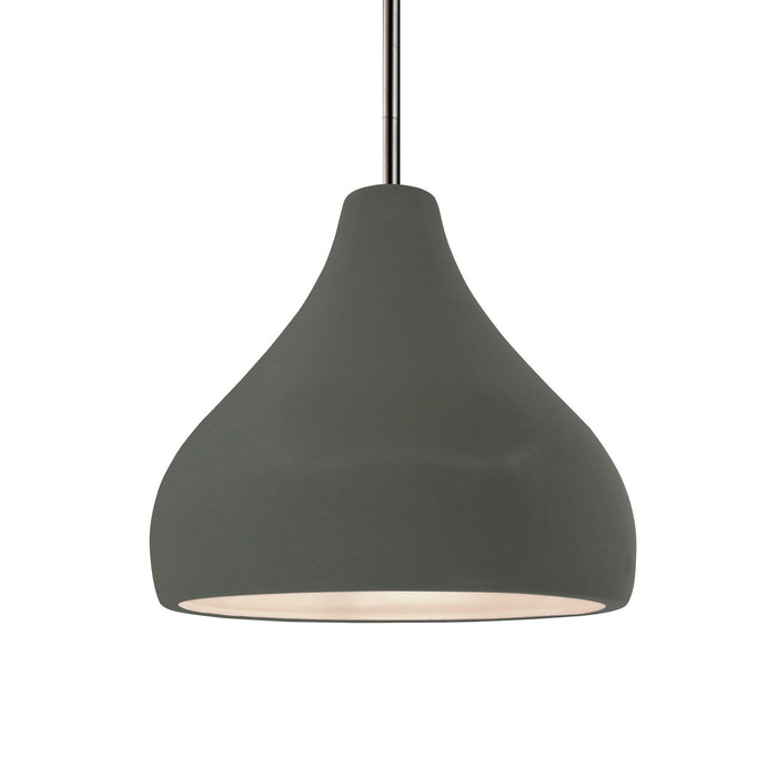 Justice Designs - CER-6563-PWGN-NCKL-RIGID - One Light Pendant - Radiance - Pewter Green