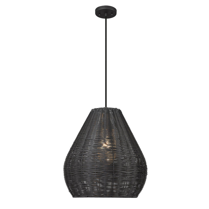 Golden - 6084-O1P NB-MBW - One Light Outdoor Pendant - Melany - Natural Black