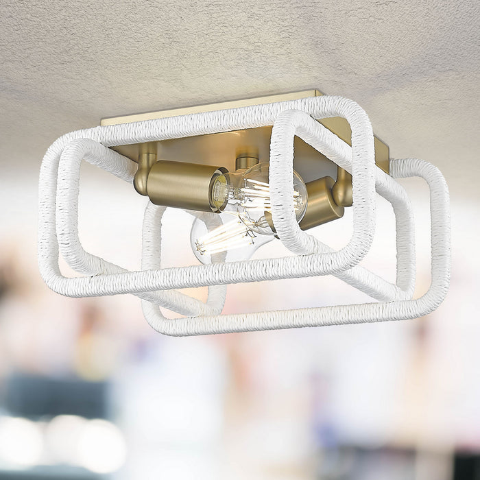 Golden - 6085-FM BCB-WR - Two Light Flush Mount - Camden - Brushed Champagne Brass