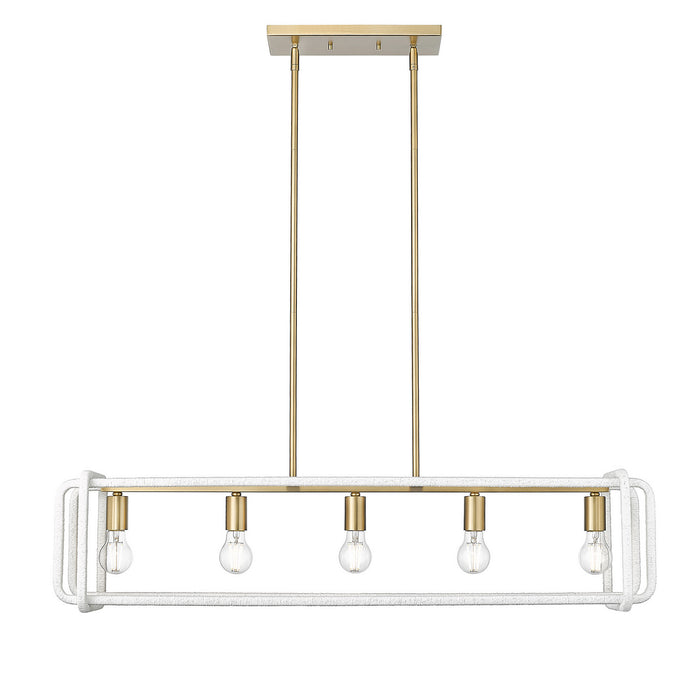 Golden - 6085-LP BCB-WR - Five Light Linear Pendant - Camden - Brushed Champagne Brass