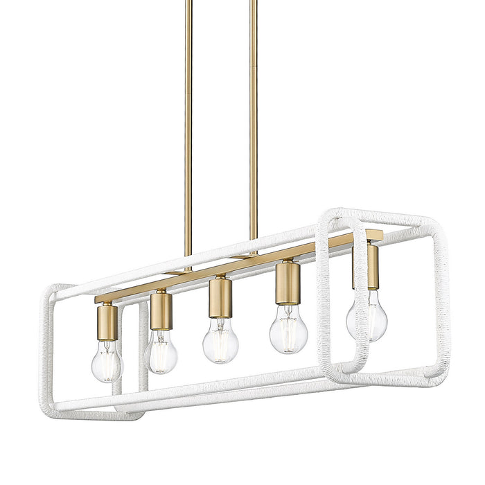 Golden - 6085-LP BCB-WR - Five Light Linear Pendant - Camden - Brushed Champagne Brass
