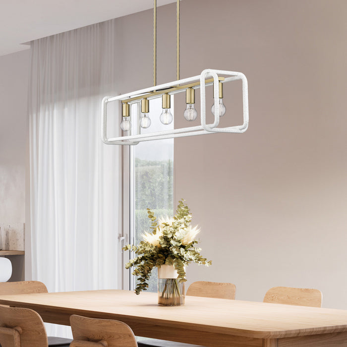 Golden - 6085-LP BCB-WR - Five Light Linear Pendant - Camden - Brushed Champagne Brass