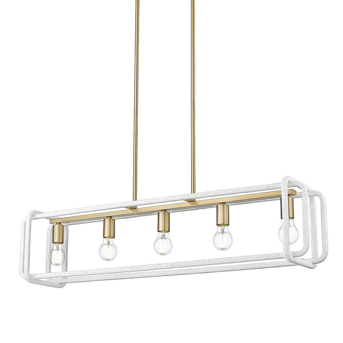 Golden - 6085-LP BCB-WR - Five Light Linear Pendant - Camden - Brushed Champagne Brass