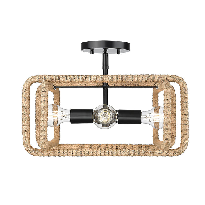 Golden - 6085-SF BLK-NR - Four Light Semi-Flush Mount - Camden - Matte Black