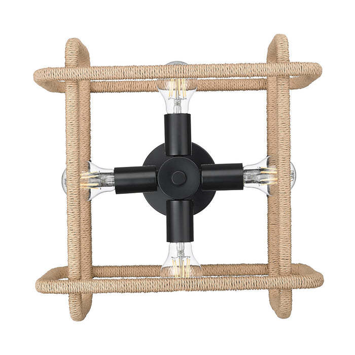 Golden - 6085-SF BLK-NR - Four Light Semi-Flush Mount - Camden - Matte Black