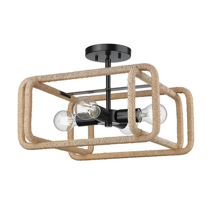 Golden - 6085-SF BLK-NR - Four Light Semi-Flush Mount - Camden - Matte Black
