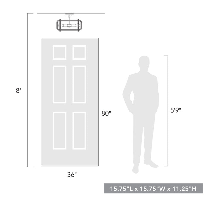 Golden - 6085-SF BLK-NR - Four Light Semi-Flush Mount - Camden - Matte Black