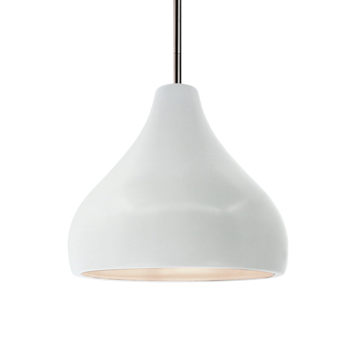 Justice Designs - CER-6563-WHT-NCKL-RIGID - One Light Pendant - Radiance - Gloss White