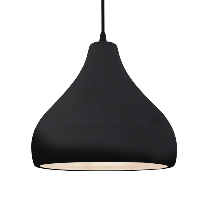 Justice Designs - CER-6565-BKMT-MBLK-BKCD - One Light Pendant - Radiance - Gloss Black w/ Matte White