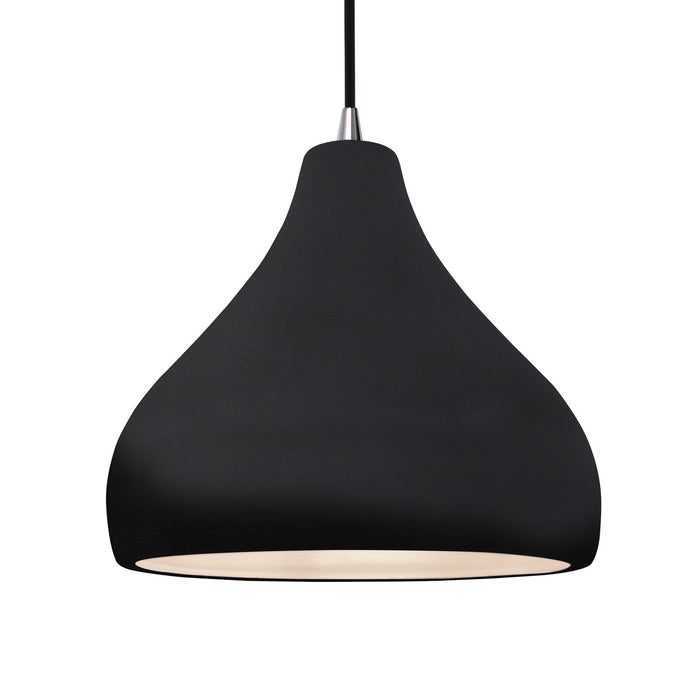 Justice Designs - CER-6565-BKMT-NCKL-BKCD - One Light Pendant - Radiance - Gloss Black w/ Matte White