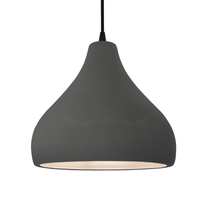 Justice Designs - CER-6565-GRY-MBLK-BKCD - One Light Pendant - Radiance - Gloss Grey