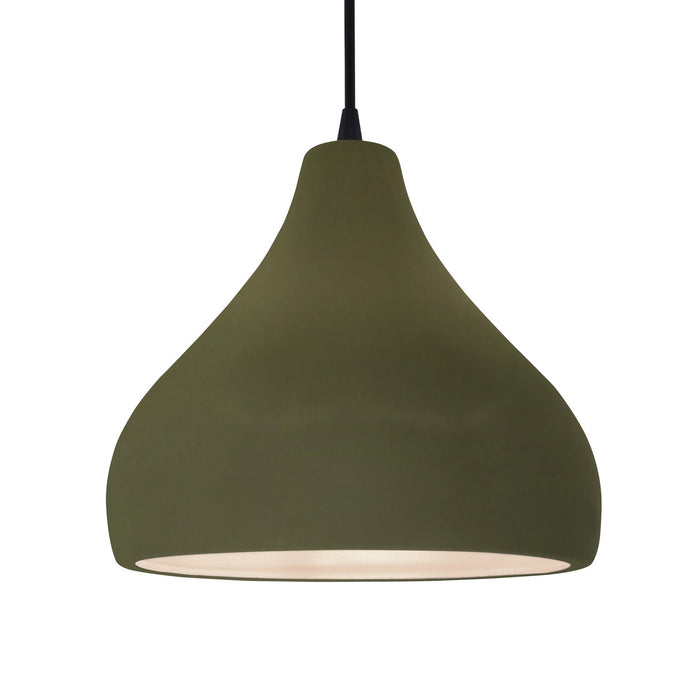 Justice Designs - CER-6565-MGRN-MBLK-BKCD - One Light Pendant - Radiance - Matte Green