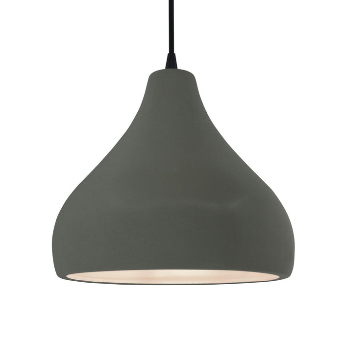 Justice Designs - CER-6565-PWGN-MBLK-BKCD - One Light Pendant - Radiance - Pewter Green