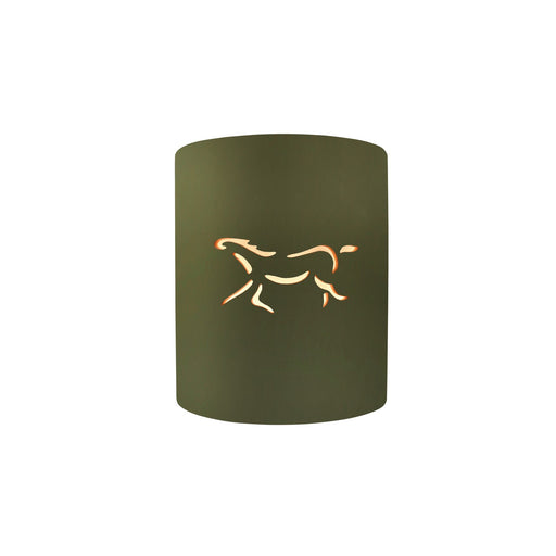 Justice Designs - CER-9010W-MGRN-HRSE - One Light Outdoor Wall Sconce - Sun Dagger - Matte Green