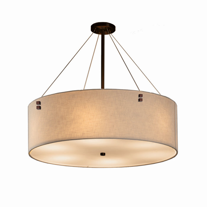 Justice Designs - FAB-9537-CREM-DBRZ-F2 - Eight Light Pendant - Textile - Dark Bronze