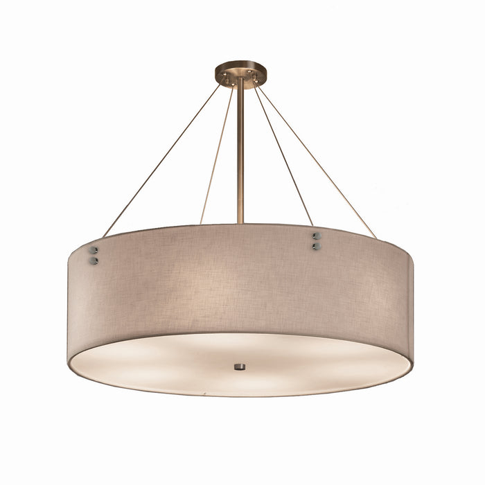 Justice Designs - FAB-9537-WHTE-NCKL-F1 - Eight Light Pendant - Textile - Brushed Nickel