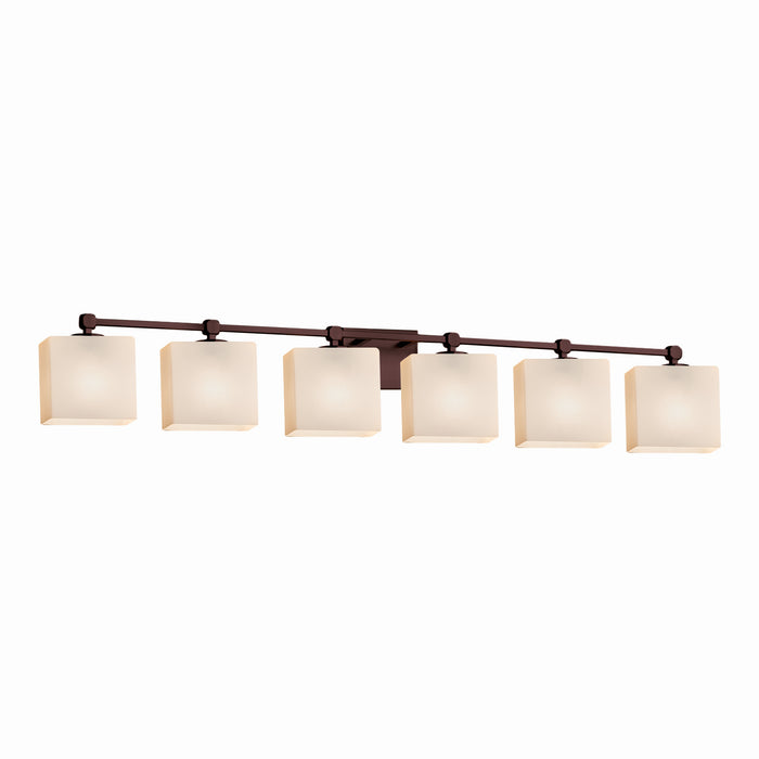 Justice Designs - FSN-8426-55-OPAL-DBRZ - Six Light Bath Bar - Fusion - Dark Bronze