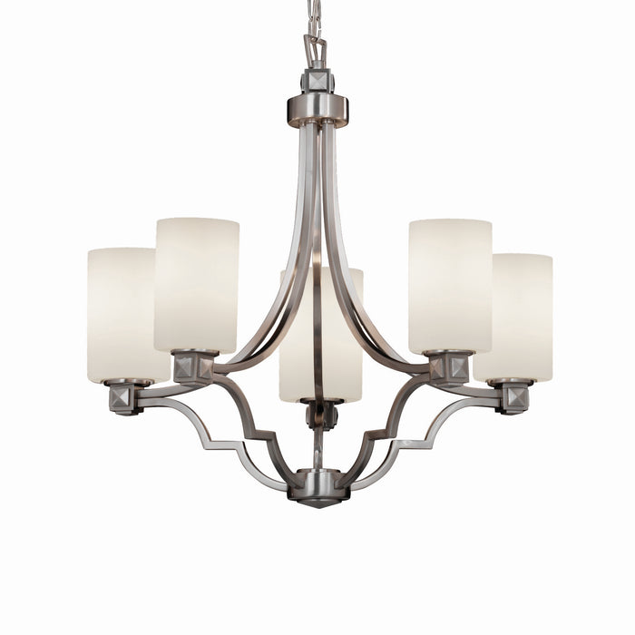 Justice Designs - FSN-8500-10-OPAL-NCKL - Five Light Chandelier - Fusion - Brushed Nickel