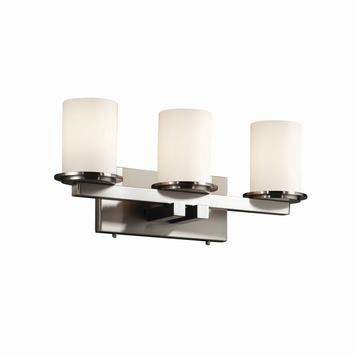 Justice Designs - FSN-8773-10-OPAL-NCKL - Three Light Bath Bar - Fusion - Brushed Nickel