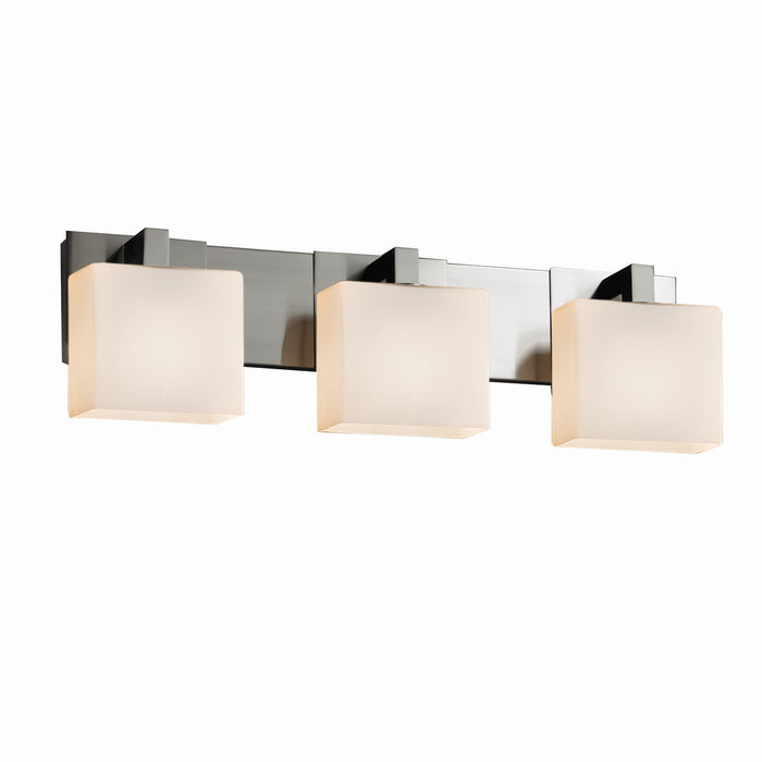 Justice Designs - FSN-8923-55-OPAL-NCKL - Three Light Bath Bar - Fusion - Brushed Nickel