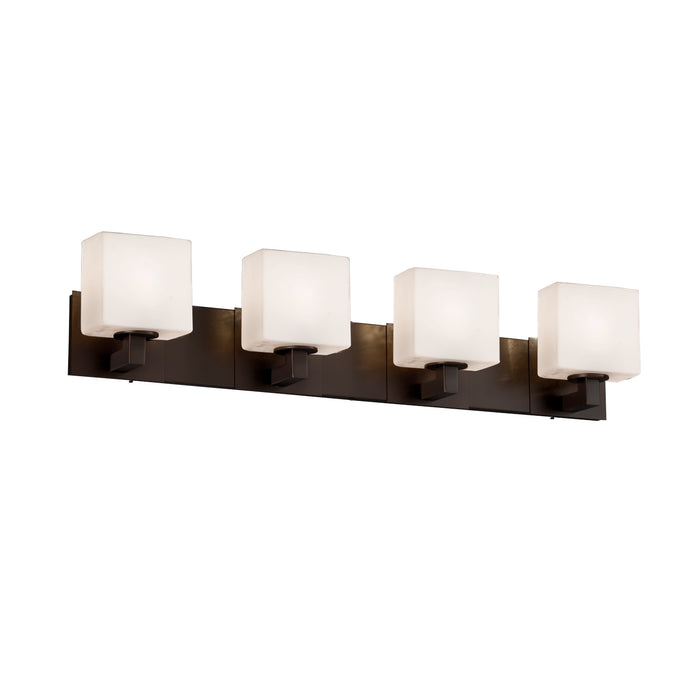 Justice Designs - FSN-8924-55-OPAL-DBRZ - Four Light Bath Bar - Fusion - Dark Bronze