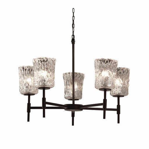 Justice Designs - GLA-8410-16-CLRT-MBLK - Five Light Chandelier - Veneto Luce - Matte Black