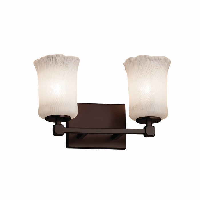 Justice Designs - GLA-8422-16-WHTW-DBRZ - Two Light Bath Bar - Veneto Luce - Dark Bronze