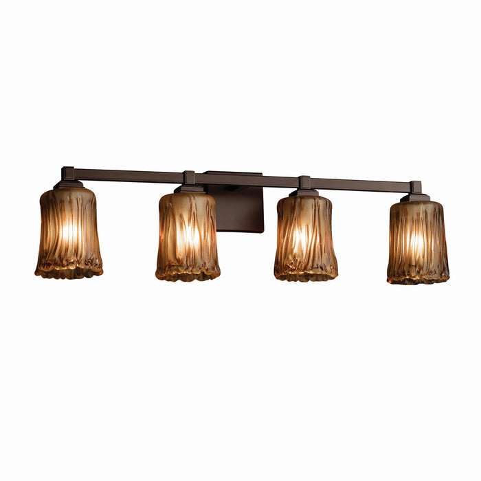 Justice Designs - GLA-8434-16-AMBR-DBRZ - Four Light Bath Bar - Veneto Luce - Dark Bronze