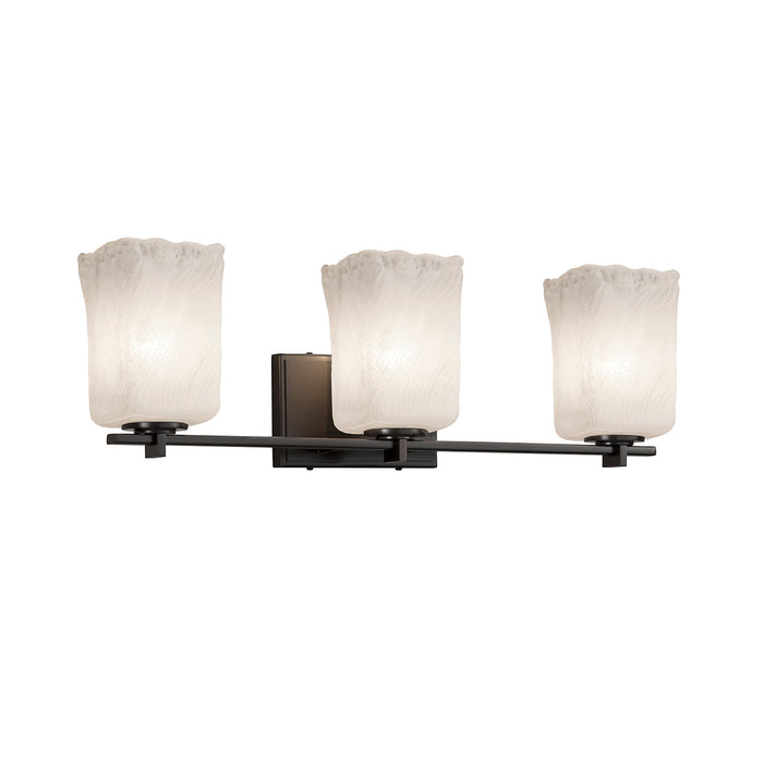 Justice Designs - GLA-8443-26-WHTW-MBLK - Three Light Bath Bar - Veneto Luce - Matte Black