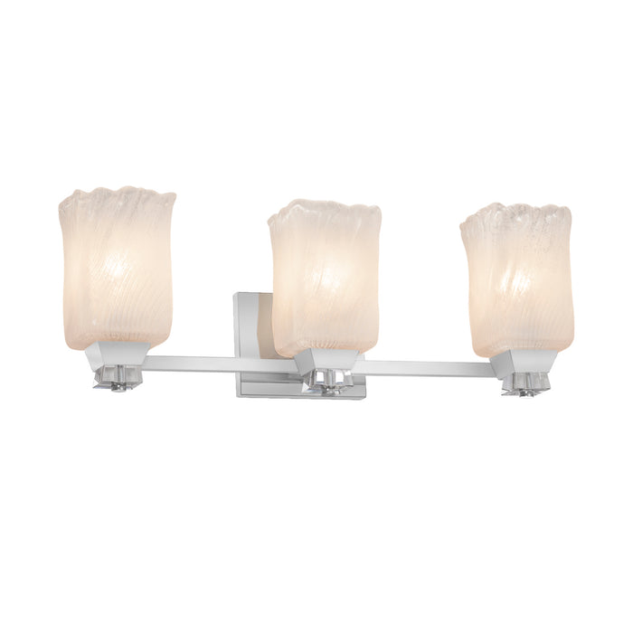 Justice Designs - GLA-8473-26-WHTW-CROM - Three Light Bath Bar - Veneto Luce - Polished Chrome