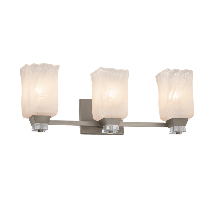 Justice Designs - GLA-8473-26-WHTW-NCKL - Three Light Bath Bar - Veneto Luce - Brushed Nickel