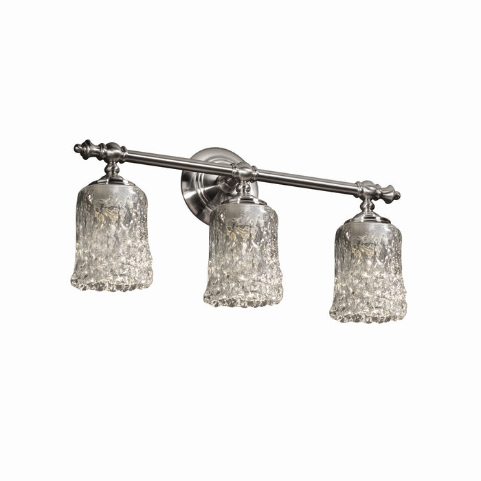 Justice Designs - GLA-8523-16-CLRT-NCKL - Three Light Bath Bar - Veneto Luce - Brushed Nickel