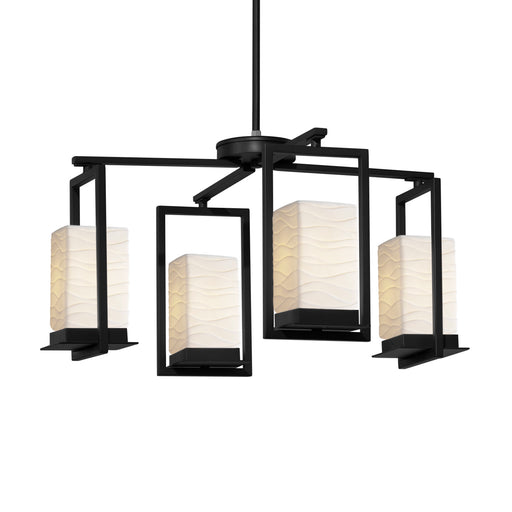 Justice Designs - PNA-7510W-WAVE-MBLK - LED Outdoor Chandelier - Porcelina - Matte Black