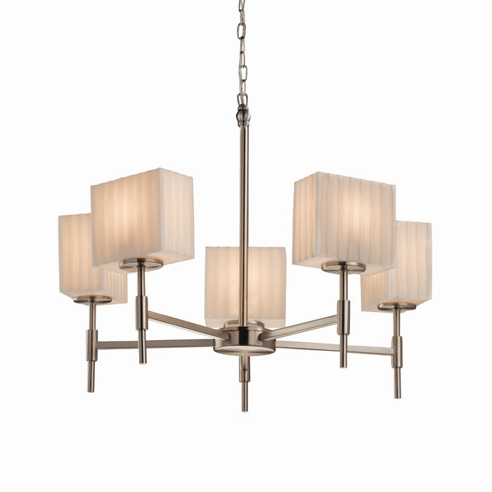 Justice Designs - PNA-8410-55-WFAL-NCKL - Five Light Chandelier - Porcelina - Brushed Nickel