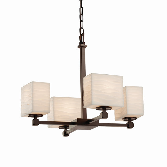 Justice Designs - PNA-8420-55-WAVE-DBRZ - Four Light Chandelier - Porcelina - Dark Bronze