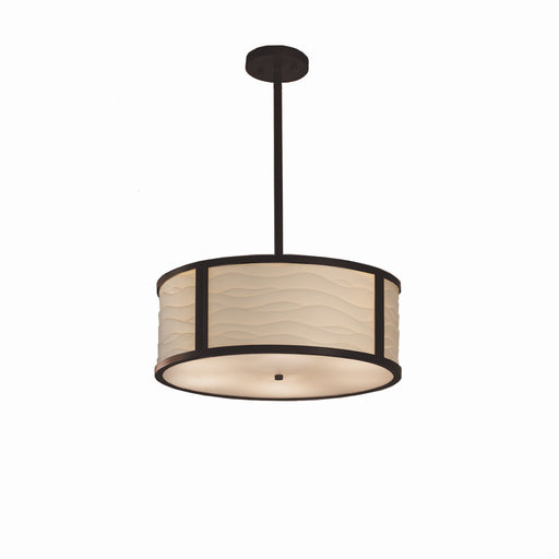 Justice Designs - PNA-9541-WAVE-DBRZ - Three Light Pendant - Porcelina - Dark Bronze